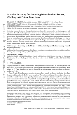 Machine Learning for Stuttering Identification: Review, Challenges & Future Directions