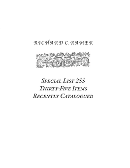 Special List 255 Thirty-Five Items Recently Catalogued 2 Richardrichard C
