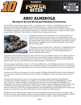 ARIC ALMIROLA Racing for Record-Breaking Talladega Consistency