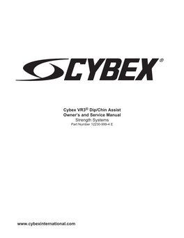 Cybex VR3® Dip/Chin Assist Owner's and Service Manual Strength