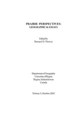 Prairie Perspectives: Geographical Essays