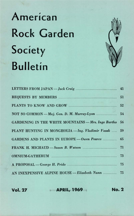 American Rock Garden Society Bulletin