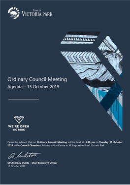 Ordinary Council Meeting Agenda – 15 October 2019