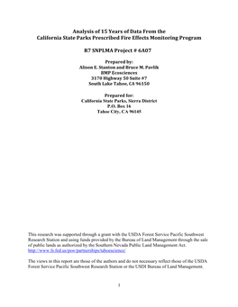 Analysis of 15 Years of Data from the California State Parks Prescribed Fire Effects Monitoring Program