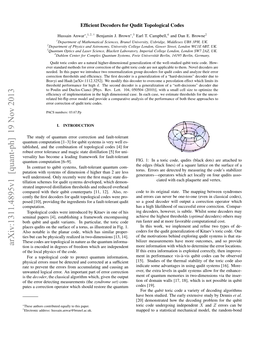 Arxiv:1311.4895V1 [Quant-Ph] 19 Nov 2013 Tion Is Encoded in Degrees of Freedom Which Are Independent More Information with Which to Determine the Error Locations