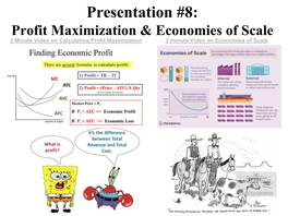 Profit Maximization & Economies of Scale