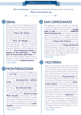 Download Our Itinerary About Siena and Surroundings