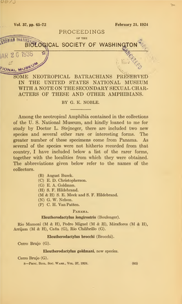 Proceedings of the Biological Society of Washington