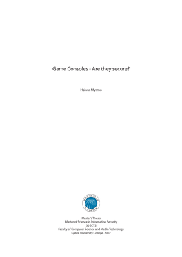 Game Consoles - Are They Secure?