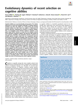 Evolutionary Dynamics of Recent Selection on Cognitive Abilities