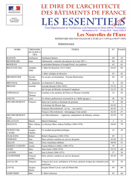 Repertoire Des Nouvelles De L'eure