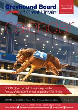 GBGB Commercial Director Appointed Annual Veterinary Kennel Inspection Reminder
