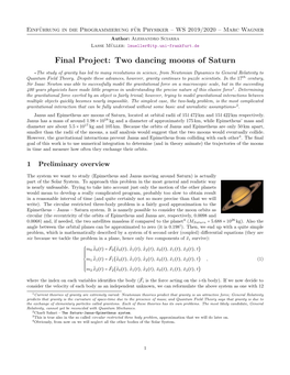 Final Project: Two Dancing Moons of Saturn