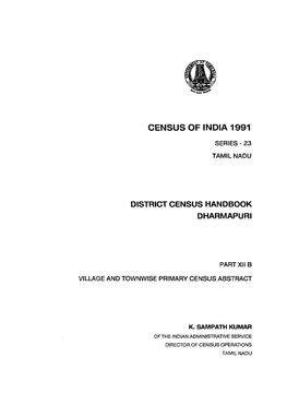 District Census Handbook, Dharmapuri, Part XII-B, Series-23