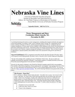 Nebraska Vine Lines University of Nebraska Viticulture Program Institute of Agriculture and Natural Resources Editors: Dr