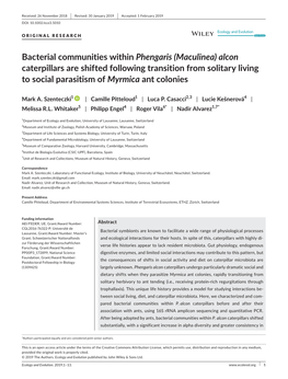 Bacterial Communities Within Phengaris (Maculinea) Alcon