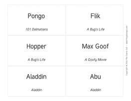 Pongo Flik Hopper Max Goof Aladdin