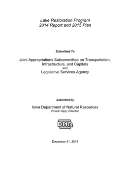 Lake Restoration Program 2014 Report and 2015 Plan