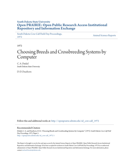 Choosing Breeds and Crossbreeding Systems by Computer C