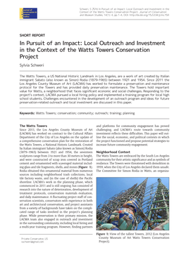 Local Outreach and Investment in the Context of the Watts Towers Conservation Project