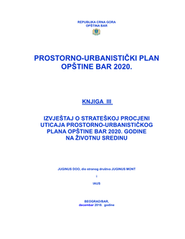 Prostorno-Urbanistički Plan Opštine Bar 2020