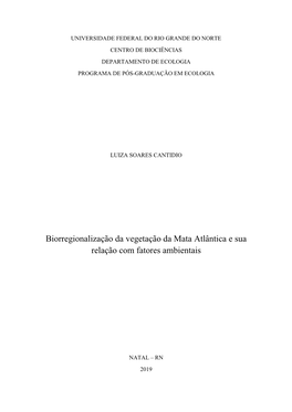 Biorregionalização Da Vegetação Da Mata Atlântica E Sua Relação Com Fatores Ambientais