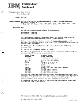 IBM OS VS2 System Programming Library System Generation