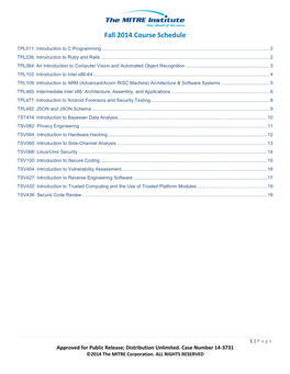 Fall 2014 Course Schedule