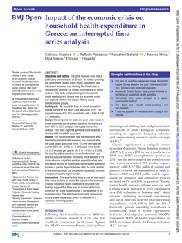 Impact of the Economic Crisis on Household Health Expenditure in Greece: an Interrupted Time Series Analysis