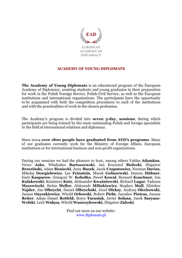 ACADEMY of YOUNG DIPLOMATS the Academy of Young
