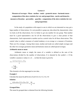 Lecture.4 Measures of Averages