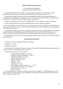 Préhistoire En Limousin La Station De Puybosse