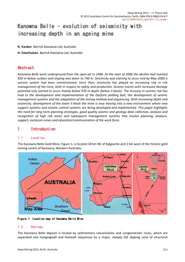 Kanowna Belle ‒ Evolution of Seismicity with Increasing Depth In