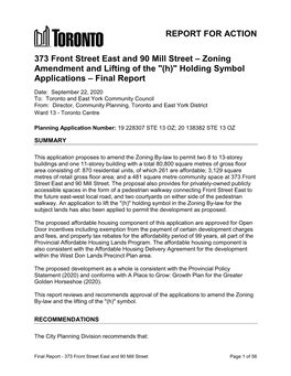 REPORT for ACTION 373 Front Street East and 90 Mill Street