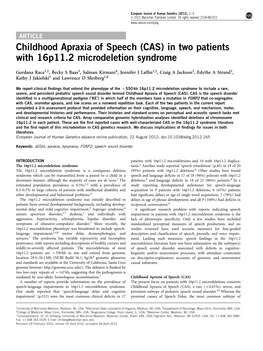 In Two Patients with 16P11.2 Microdeletion Syndrome