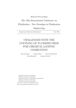 Challenges with the Coupling of Fluidized Beds for Chemical Looping Combustion