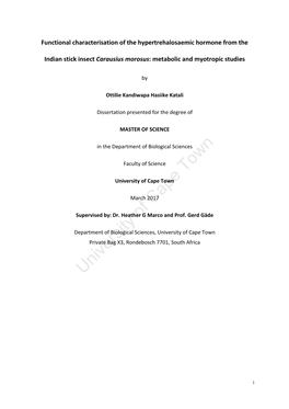 Functional Characterisation of the Hypertrehalosaemic Hormone from The