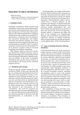 Principles of Drug Metabolism