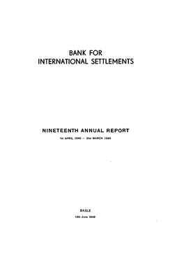 19Th Annual Report of the Bank for International Settlements