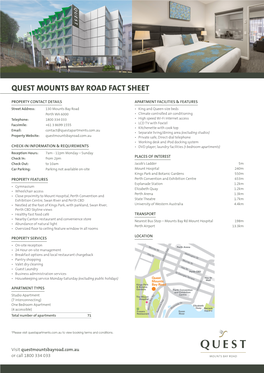 Quest Mounts Bay Road Fact Sheet
