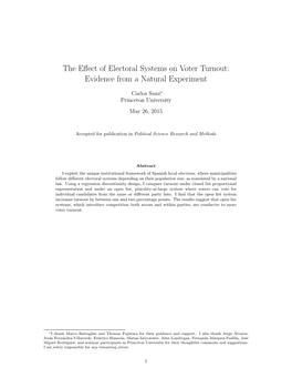 The Effect of Electoral Systems on Voter Turnout