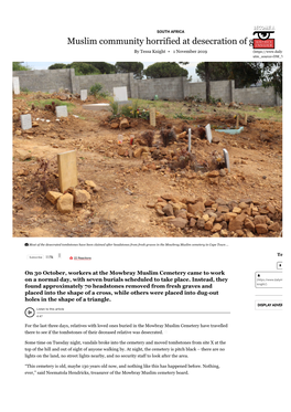 Muslim Community Horrified at Desecration of Graves