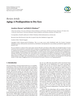 Review Article Aging: a Predisposition to Dry Eyes