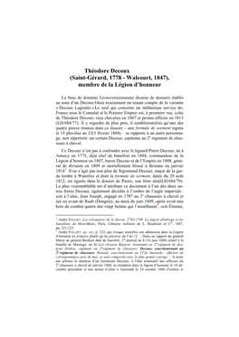 Théodore Decoux (Saint-Gérard, 1778 - Walcourt, 1847), Membre De La Légion D’Honneur