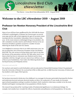 The LBC Enewsletter 2019 - August 2019