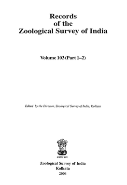 Records of the Zoologica S Rvey of India