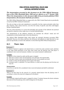 FIBA Official Interpretations 2004