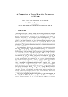 A Comparison of Query Rewriting Techniques for DL-Lite