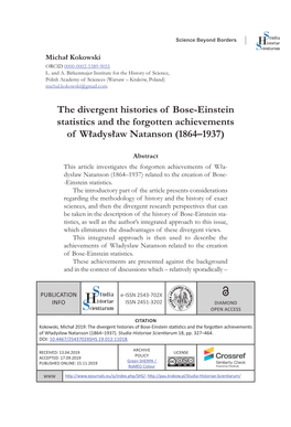 The Divergent Histories of Bose-Einstein Statistics and the Forgotten Achievements of Władysław Natanson (1864–1937)