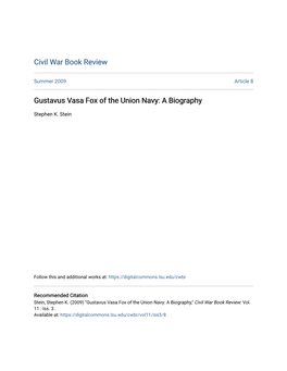 Gustavus Vasa Fox of the Union Navy: a Biography